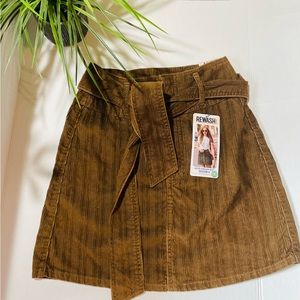 Rewash brown belted high waist brown corduroy skirt